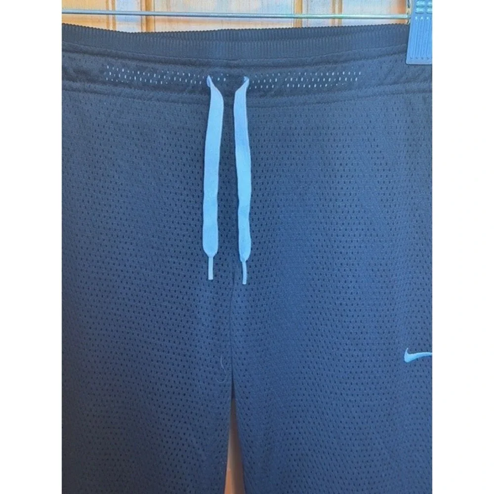 Nike Kids Track Pants Snap Button Side Logo Athletic Black Blue Size M‎